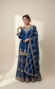 Navy Blue Sharara Set
