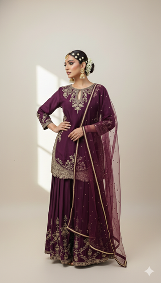 Wine Sharara Set