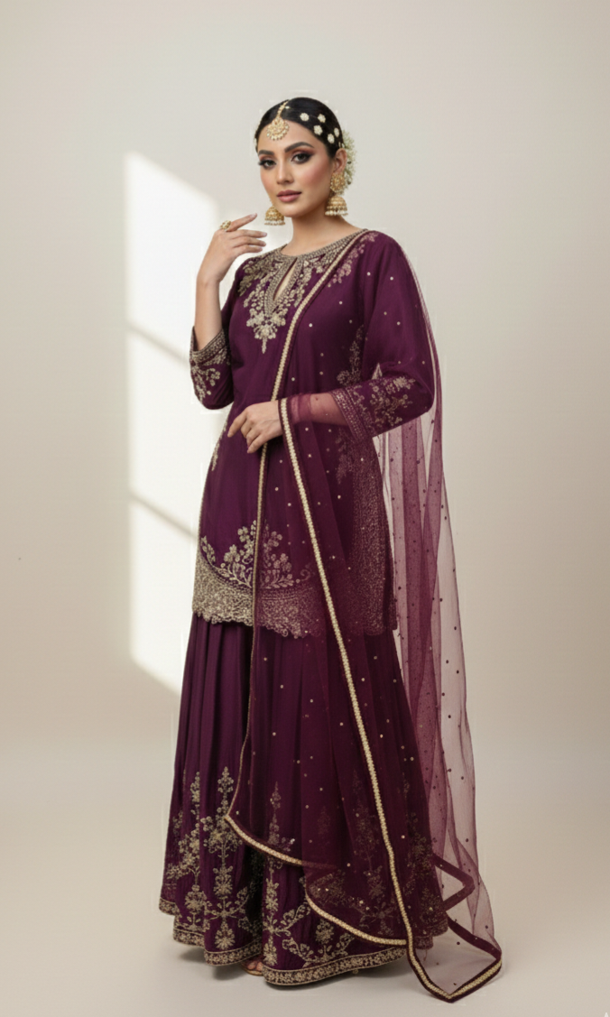 Wine Sharara Set