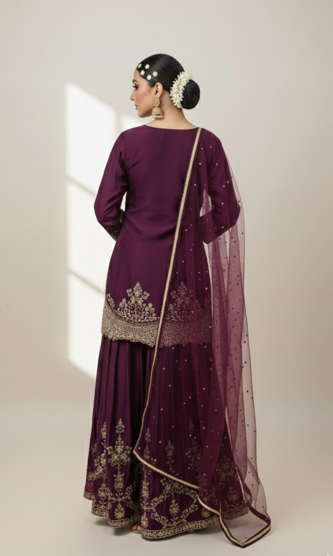 Wine Sharara Set