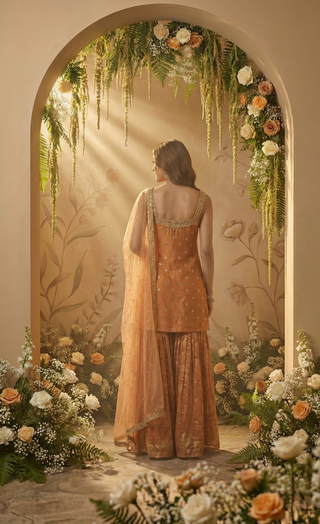 Amber Orange Sharara Set