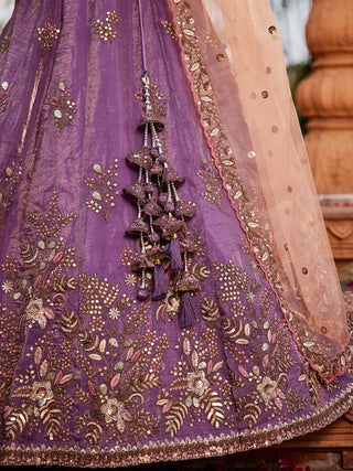 Tissue Fabric Sequinse embroidery Semi-Stitched Lehenga choli & Dupatta