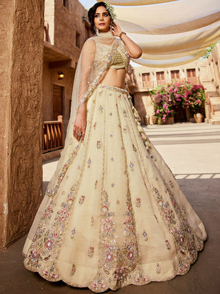Tissue Fabric Sequinse embroidery Semi-Stitched Lehenga choli & Dupatta