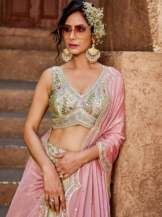 Satin Silk  Fabric Sequins embroidery Semi-Stitched Lehenga choli & Dupatta