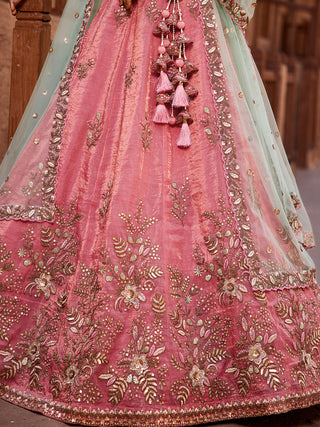 Tissue Fabric Sequinse embroidery Semi-Stitched Lehenga choli & Dupatta