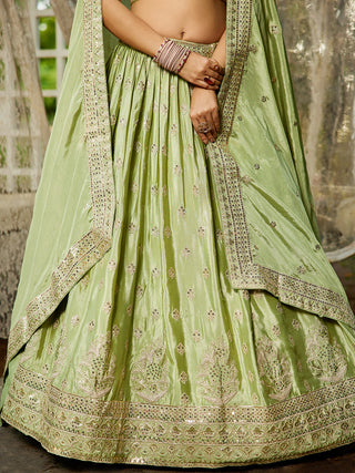Chiffon Sequinse embroidery Semi-Stitched Lehenga choli & Dupatta