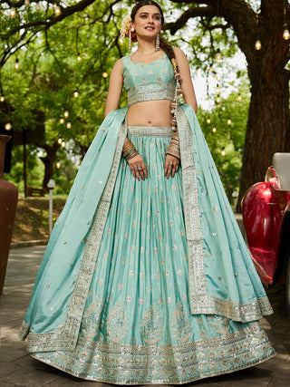 Chiffon Sequinse embroidery Semi-Stitched Lehenga choli & Dupatta