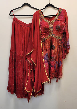 Maroon sharara set