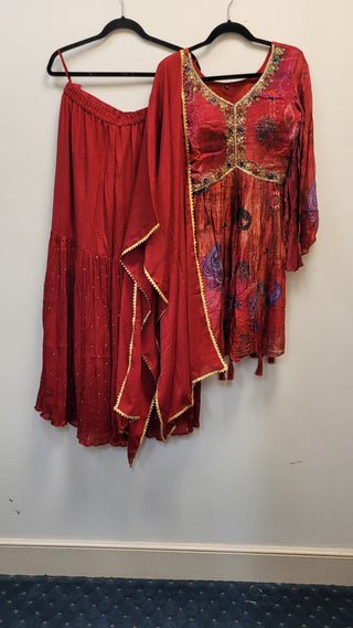 Maroon sharara set