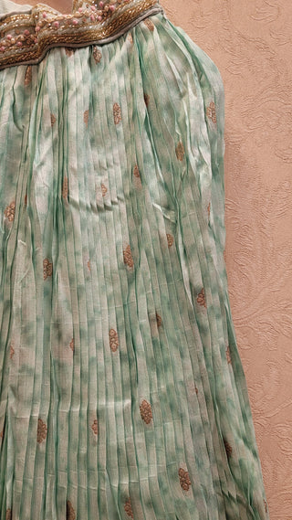 Seagreen color Georgette Printed trendy Lehenga