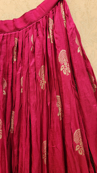 Pink Silk Lehenga in Net Dupatta