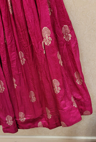 Pink Silk Lehenga in Net Dupatta