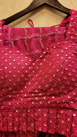 Pink Silk Lehenga in Net Dupatta