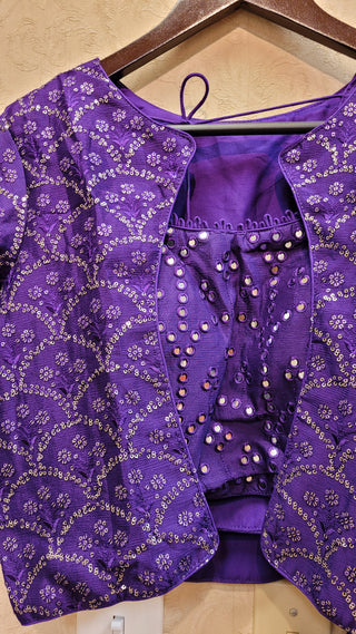 Purple Benarasi Silk Lehenga with jacket