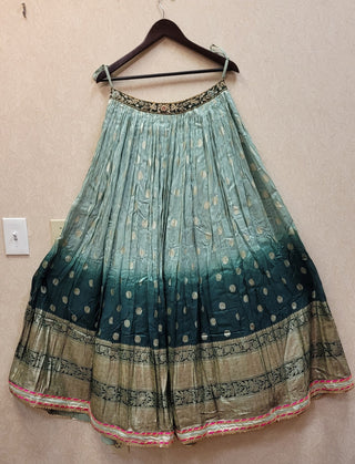 Green Lehenga In Pure raw silk With Hand Work