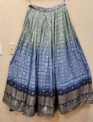 Blue Lehenga In Pure raw silk With Hand Work