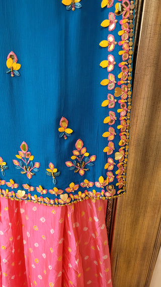 Embroidery Blue Georgette sharara set