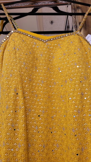 Yellow Georgette Sharara set