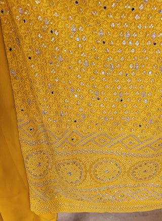 Yellow Georgette Sharara set