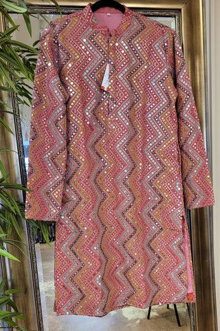 Heavy Sequin embroidary kurta set - Pink