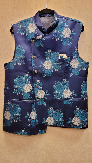 Blue floral Vest - Men's