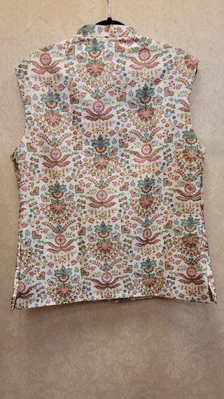 white floral with golden embroidery Vest - Men's