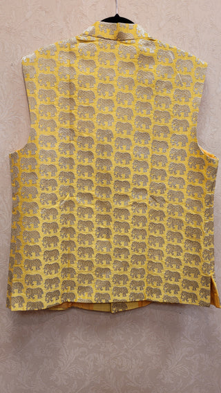 Yellow Silk Vest with embroidery work