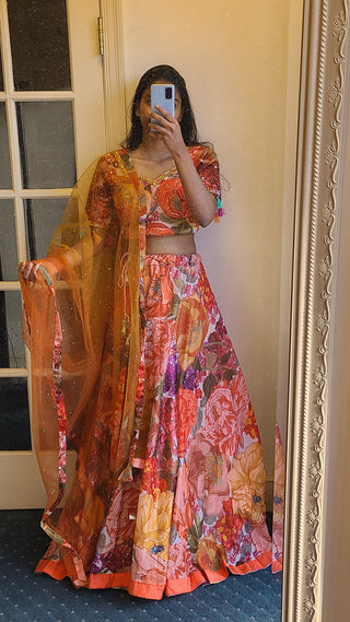 Vibrant Floral Embroidered Lehenga Set