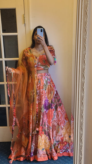 Vibrant Floral Embroidered Lehenga Set
