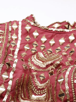 Rosegold Net Embroidered Mirror Lehenga