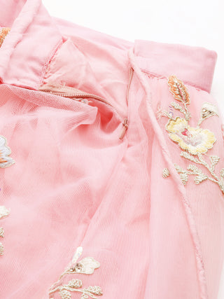 Rose Tone Shadding Net Sequinse Work Lehenga