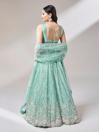 Sea Green Georgette heavy Sequinse embroidery Lehenga