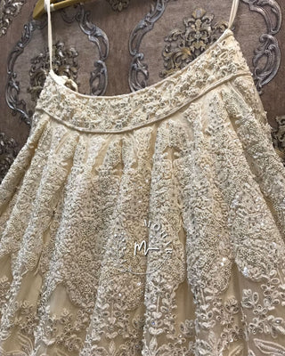 Off White Lehenga In Soft Organza With Pearls, Sequence Work