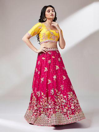 Rose Pure Georgette Sequinse Work Lehenga