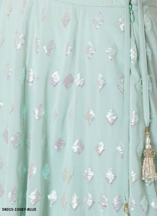 Light Blue Georgette Sequins-Work Wedding-Wear Gliterring Lehenga Choli