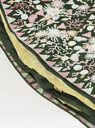 Olive Net heavy Sequinse embroidery Lehenga