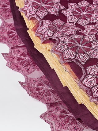 Burgundy Net heavy Sequinse embroidery Lehenga