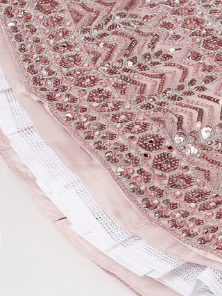 Net Mirror & Sequins Embroiderey Semi-Stitched Lehenga choli