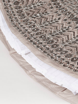 Net Mirror & Sequins Embroiderey Semi-Stitched Lehenga choli