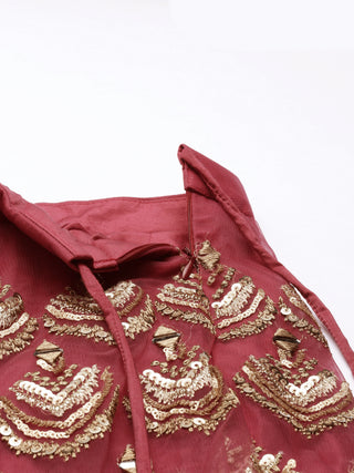 Rosegold Net Embroidered Mirror Lehenga