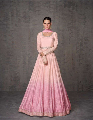 Pink lucknowi chikanwork gown - SWS32745