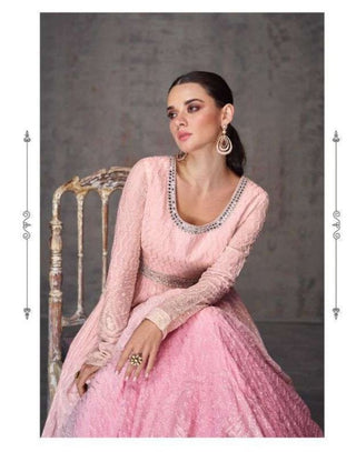 Pink lucknowi chikanwork gown - SWS32745