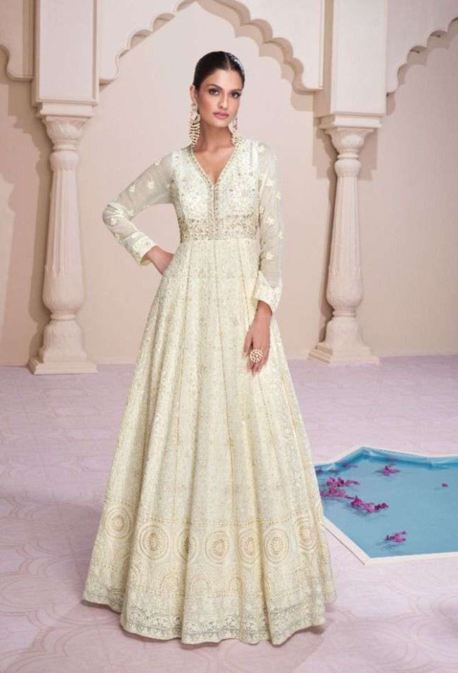 Off white gold anarkali 2025