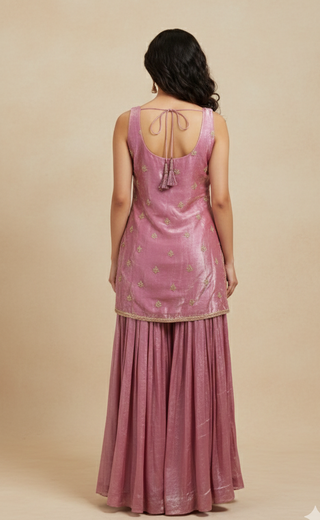 Royal Mauve Zari & Sequin Sharara Suit Set