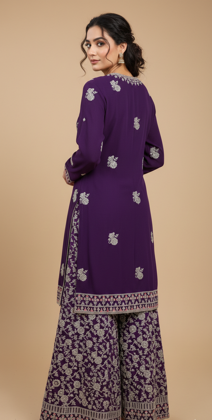 Midnight Plum Sharara Set