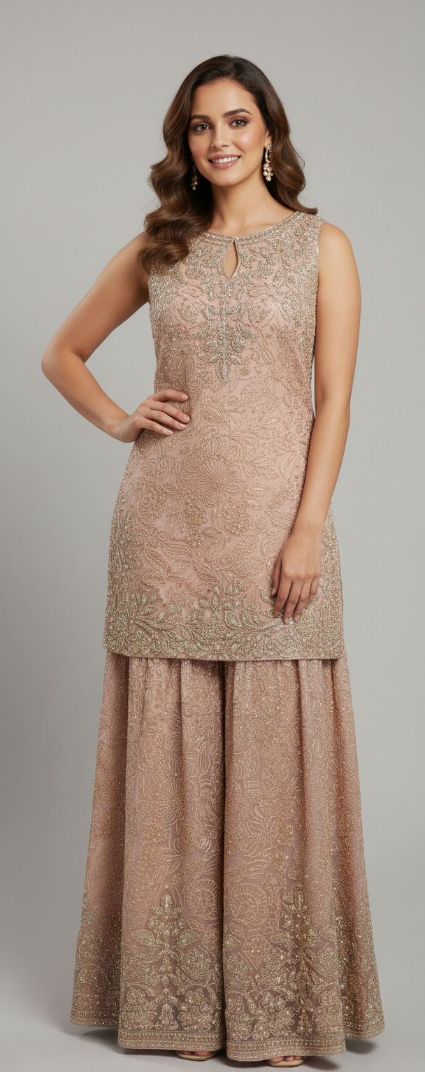 Rose Gold Sharara Set