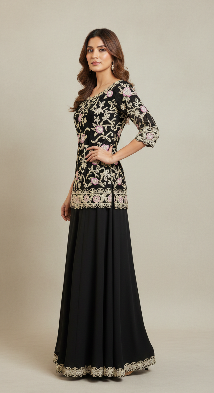 Black Sharara Set