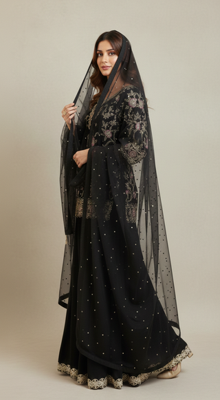 Black Sharara Set