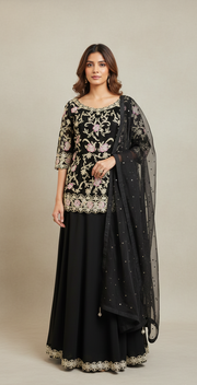 Black Sharara Set