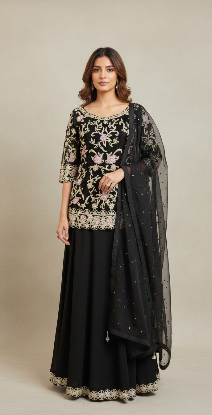 Black Sharara Set